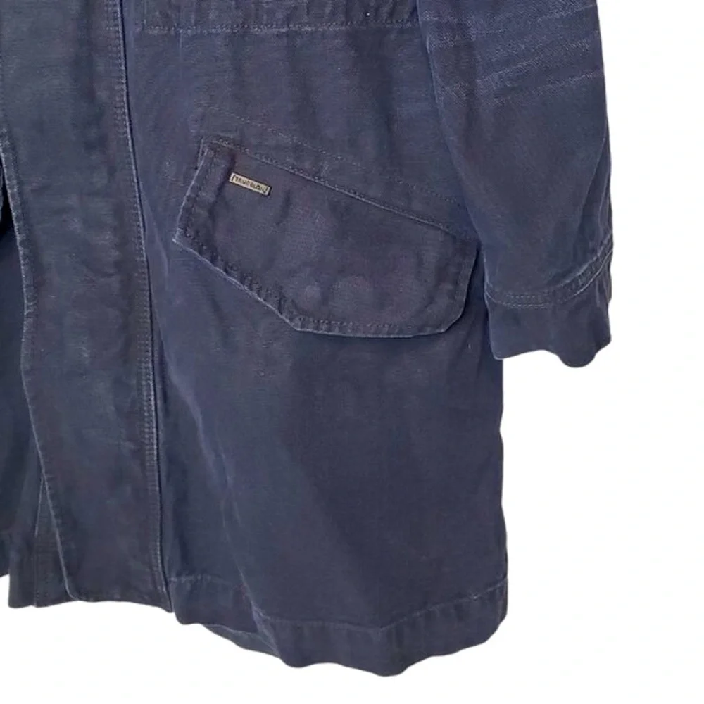 True Religion Canvas Trench Coat Men's Long‎  Weighted Weathered Navy Winter S